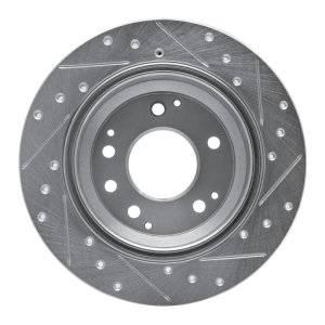 Acura RL Brake Rotor (1) - Rear Left - R1 Concepts - Drilled & Slotted - Silver - `99-`01